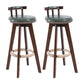 Modern Rotatable Backrest Counter Stool Wood Cafe Bar Stool with Leather Cushion and Pedal Blackish Green 2 Piece Set Clearhalo 'Bar Furniture' 'Bar Stools' 'bar_stools' 'furn' 'furn_bar_stools' 'Furniture' 'furniture_bar_stools' 'Kitchen & Dining Furniture' 4926992