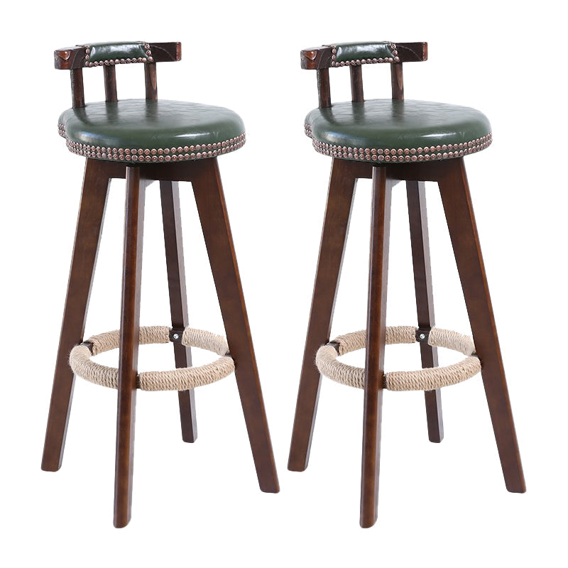 Modern Rotatable Backrest Counter Stool Wood Cafe Bar Stool with Leather Cushion and Pedal Blackish Green 2 Piece Set Clearhalo 'Bar Furniture' 'Bar Stools' 'bar_stools' 'furn' 'furn_bar_stools' 'Furniture' 'furniture_bar_stools' 'Kitchen & Dining Furniture' 4926992