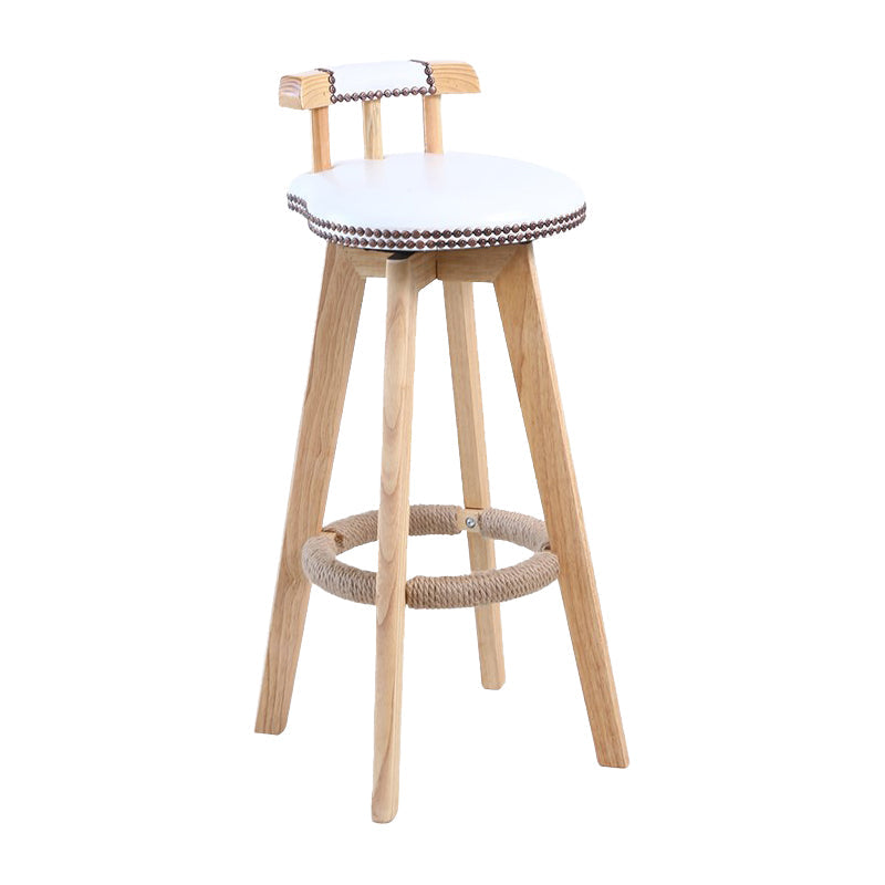 Modern Rotatable Backrest Counter Stool Wood Cafe Bar Stool with Leather Cushion and Pedal White 1 Piece Clearhalo 'Bar Furniture' 'Bar Stools' 'bar_stools' 'furn' 'furn_bar_stools' 'Furniture' 'furniture_bar_stools' 'Kitchen & Dining Furniture' 4926994
