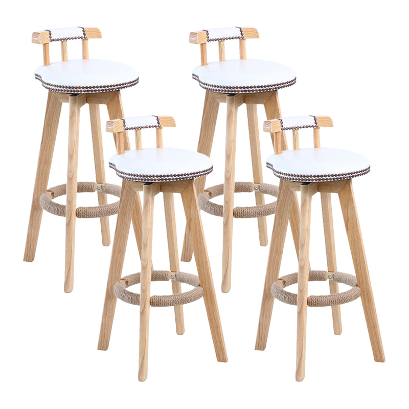 Modern Rotatable Backrest Counter Stool Wood Cafe Bar Stool with Leather Cushion and Pedal White 4 Piece Set Clearhalo 'Bar Furniture' 'Bar Stools' 'bar_stools' 'furn' 'furn_bar_stools' 'Furniture' 'furniture_bar_stools' 'Kitchen & Dining Furniture' 4926996