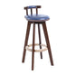Modern Rotatable Backrest Counter Stool Wood Cafe Bar Stool with Leather Cushion and Pedal Blue 1 Piece Clearhalo 'Bar Furniture' 'Bar Stools' 'bar_stools' 'furn' 'furn_bar_stools' 'Furniture' 'furniture_bar_stools' 'Kitchen & Dining Furniture' 4926997
