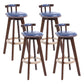 Modern Rotatable Backrest Counter Stool Wood Cafe Bar Stool with Leather Cushion and Pedal Blue 4 Piece Set Clearhalo 'Bar Furniture' 'Bar Stools' 'bar_stools' 'furn' 'furn_bar_stools' 'Furniture' 'furniture_bar_stools' 'Kitchen & Dining Furniture' 4926999
