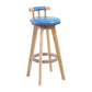 Modern Rotatable Backrest Counter Stool Wood Cafe Bar Stool with Leather Cushion and Pedal Light Blue 1 Piece Clearhalo 'Bar Furniture' 'Bar Stools' 'bar_stools' 'furn' 'furn_bar_stools' 'Furniture' 'furniture_bar_stools' 'Kitchen & Dining Furniture' 4927000