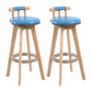 Modern Rotatable Backrest Counter Stool Wood Cafe Bar Stool with Leather Cushion and Pedal Light Blue 2 Piece Set Clearhalo 'Bar Furniture' 'Bar Stools' 'bar_stools' 'furn' 'furn_bar_stools' 'Furniture' 'furniture_bar_stools' 'Kitchen & Dining Furniture' 4927001