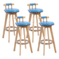 Modern Rotatable Backrest Counter Stool Wood Cafe Bar Stool with Leather Cushion and Pedal Light Blue 4 Piece Set Clearhalo 'Bar Furniture' 'Bar Stools' 'bar_stools' 'furn' 'furn_bar_stools' 'Furniture' 'furniture_bar_stools' 'Kitchen & Dining Furniture' 4927002