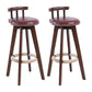 Modern Rotatable Backrest Counter Stool Wood Cafe Bar Stool with Leather Cushion and Pedal Brown 2 Piece Set Clearhalo 'Bar Furniture' 'Bar Stools' 'bar_stools' 'furn' 'furn_bar_stools' 'Furniture' 'furniture_bar_stools' 'Kitchen & Dining Furniture' 4927004