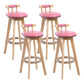 Modern Rotatable Backrest Counter Stool Wood Cafe Bar Stool with Leather Cushion and Pedal Pink 4 Piece Set Clearhalo 'Bar Furniture' 'Bar Stools' 'bar_stools' 'furn' 'furn_bar_stools' 'Furniture' 'furniture_bar_stools' 'Kitchen & Dining Furniture' 4927008