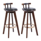 Modern Rotatable Backrest Counter Stool Wood Cafe Bar Stool with Leather Cushion and Pedal Black 2 Piece Set Clearhalo 'Bar Furniture' 'Bar Stools' 'bar_stools' 'furn' 'furn_bar_stools' 'Furniture' 'furniture_bar_stools' 'Kitchen & Dining Furniture' 4927010