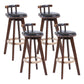 Modern Rotatable Backrest Counter Stool Wood Cafe Bar Stool with Leather Cushion and Pedal Black 4 Piece Set Clearhalo 'Bar Furniture' 'Bar Stools' 'bar_stools' 'furn' 'furn_bar_stools' 'Furniture' 'furniture_bar_stools' 'Kitchen & Dining Furniture' 4927011