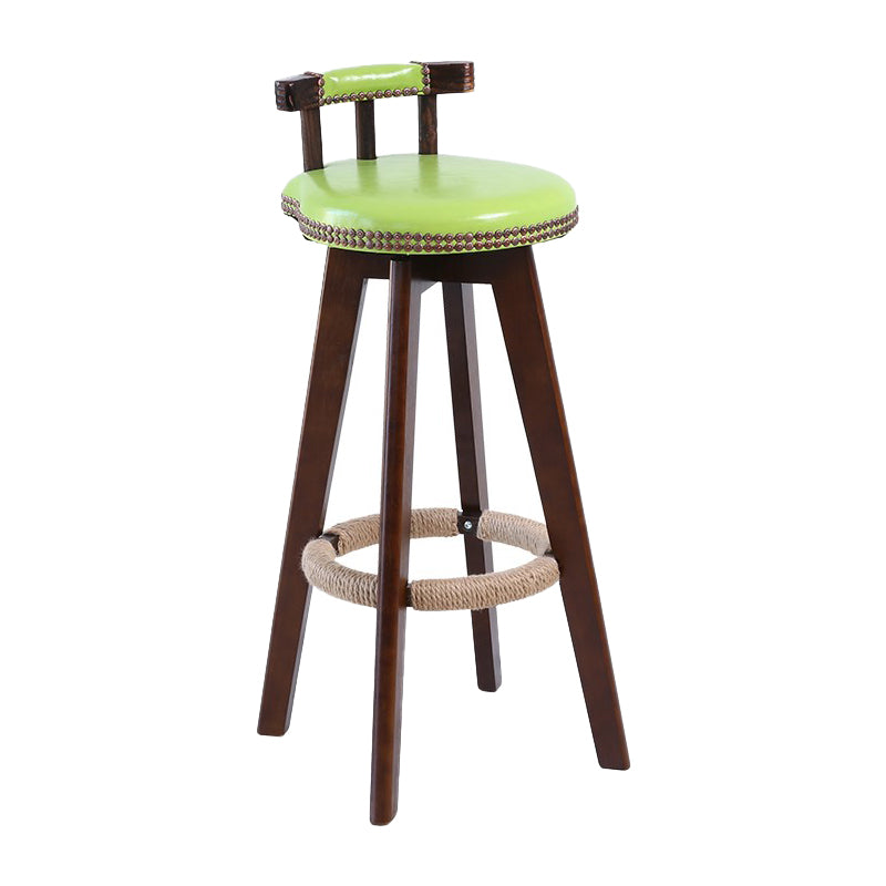 Modern Rotatable Backrest Counter Stool Wood Cafe Bar Stool with Leather Cushion and Pedal Light Green 1 Piece Clearhalo 'Bar Furniture' 'Bar Stools' 'bar_stools' 'furn' 'furn_bar_stools' 'Furniture' 'furniture_bar_stools' 'Kitchen & Dining Furniture' 4927012