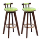 Modern Rotatable Backrest Counter Stool Wood Cafe Bar Stool with Leather Cushion and Pedal Light Green 2 Piece Set Clearhalo 'Bar Furniture' 'Bar Stools' 'bar_stools' 'furn' 'furn_bar_stools' 'Furniture' 'furniture_bar_stools' 'Kitchen & Dining Furniture' 4927013