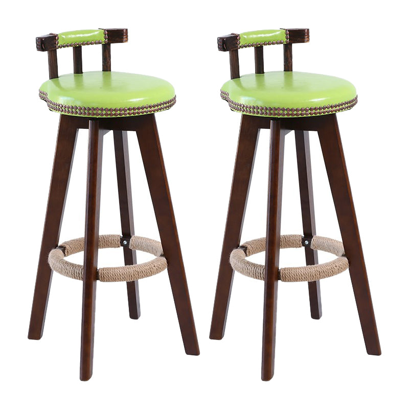 Modern Rotatable Backrest Counter Stool Wood Cafe Bar Stool with Leather Cushion and Pedal Light Green 2 Piece Set Clearhalo 'Bar Furniture' 'Bar Stools' 'bar_stools' 'furn' 'furn_bar_stools' 'Furniture' 'furniture_bar_stools' 'Kitchen & Dining Furniture' 4927013