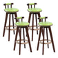 Modern Rotatable Backrest Counter Stool Wood Cafe Bar Stool with Leather Cushion and Pedal Light Green 4 Piece Set Clearhalo 'Bar Furniture' 'Bar Stools' 'bar_stools' 'furn' 'furn_bar_stools' 'Furniture' 'furniture_bar_stools' 'Kitchen & Dining Furniture' 4927014