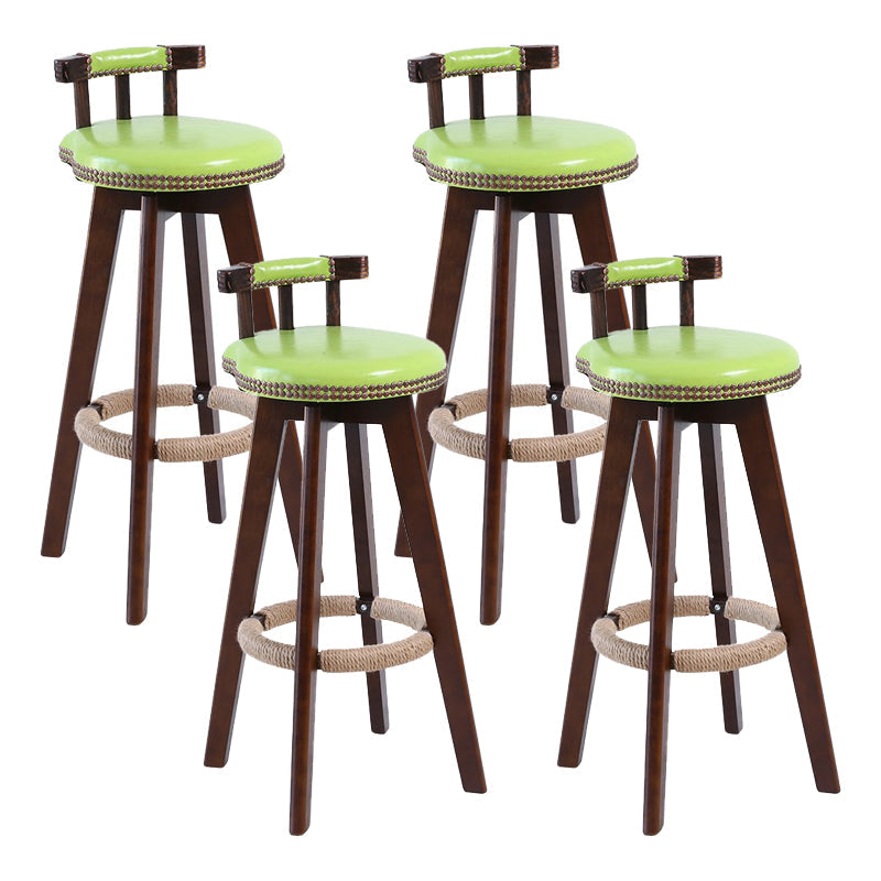 Modern Rotatable Backrest Counter Stool Wood Cafe Bar Stool with Leather Cushion and Pedal Light Green 4 Piece Set Clearhalo 'Bar Furniture' 'Bar Stools' 'bar_stools' 'furn' 'furn_bar_stools' 'Furniture' 'furniture_bar_stools' 'Kitchen & Dining Furniture' 4927014