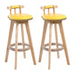 Modern Rotatable Backrest Counter Stool Wood Cafe Bar Stool with Leather Cushion and Pedal Yellow 2 Piece Set Clearhalo 'Bar Furniture' 'Bar Stools' 'bar_stools' 'furn' 'furn_bar_stools' 'Furniture' 'furniture_bar_stools' 'Kitchen & Dining Furniture' 4927016