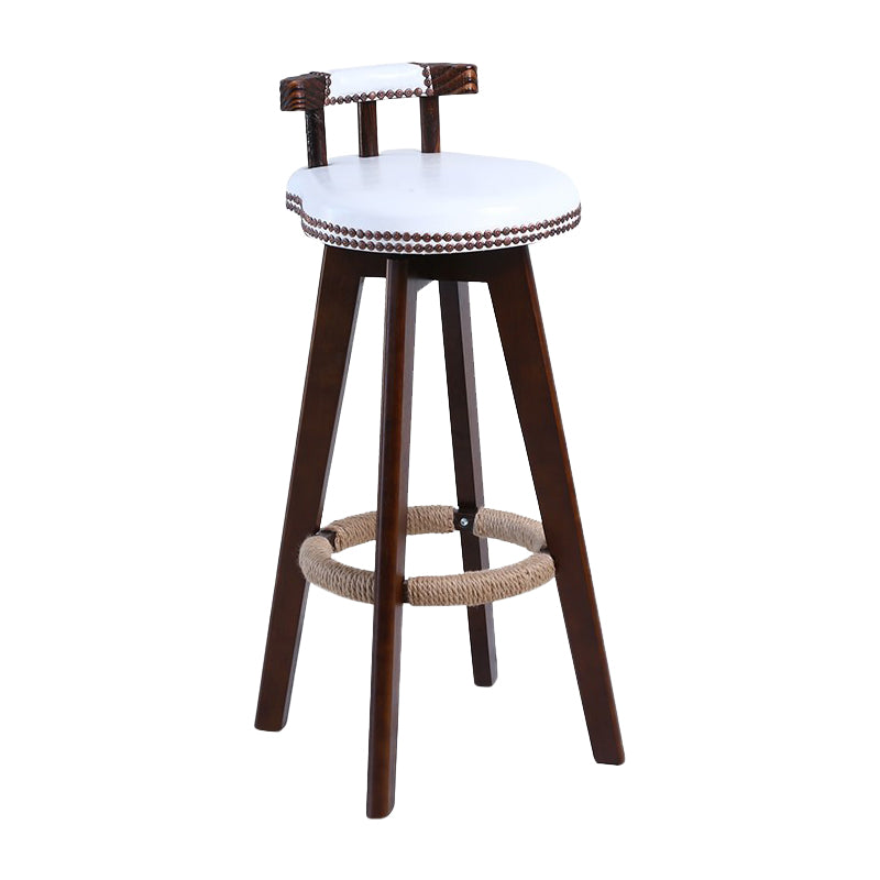 Modern Rotatable Backrest Counter Stool Wood Cafe Bar Stool with Leather Cushion and Pedal Gloss White 1 Piece Clearhalo 'Bar Furniture' 'Bar Stools' 'bar_stools' 'furn' 'furn_bar_stools' 'Furniture' 'furniture_bar_stools' 'Kitchen & Dining Furniture' 4927018