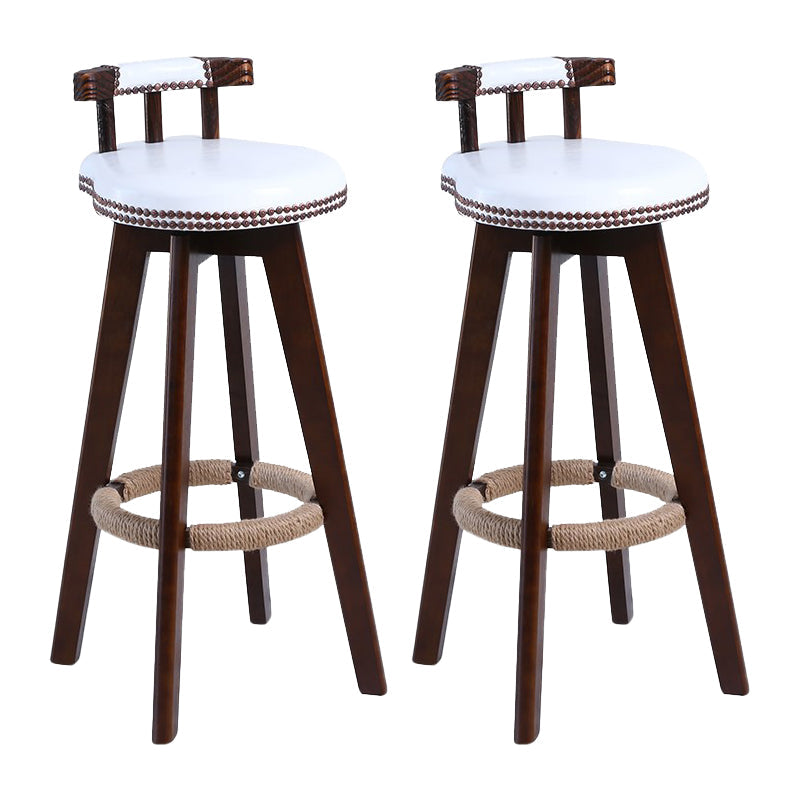 Modern Rotatable Backrest Counter Stool Wood Cafe Bar Stool with Leather Cushion and Pedal Gloss White 2 Piece Set Clearhalo 'Bar Furniture' 'Bar Stools' 'bar_stools' 'furn' 'furn_bar_stools' 'Furniture' 'furniture_bar_stools' 'Kitchen & Dining Furniture' 4927019