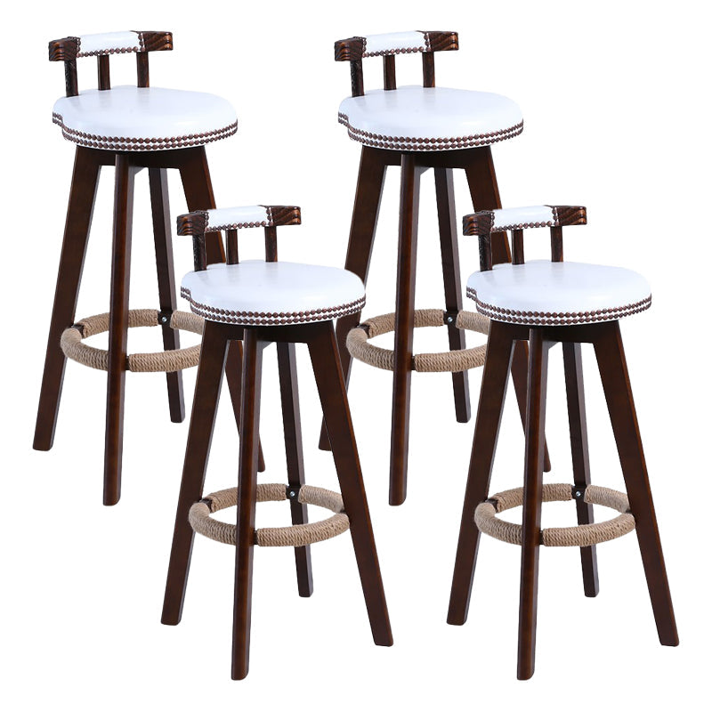 Modern Rotatable Backrest Counter Stool Wood Cafe Bar Stool with Leather Cushion and Pedal Gloss White 4 Piece Set Clearhalo 'Bar Furniture' 'Bar Stools' 'bar_stools' 'furn' 'furn_bar_stools' 'Furniture' 'furniture_bar_stools' 'Kitchen & Dining Furniture' 4927020
