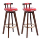 Modern Rotatable Backrest Counter Stool Wood Cafe Bar Stool with Leather Cushion and Pedal Burgundy 2 Piece Set Clearhalo 'Bar Furniture' 'Bar Stools' 'bar_stools' 'furn' 'furn_bar_stools' 'Furniture' 'furniture_bar_stools' 'Kitchen & Dining Furniture' 4927025