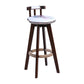 Modern Rotatable Backrest Counter Stool Wood Cafe Bar Stool with Leather Cushion and Pedal Gray-White 1 Piece Clearhalo 'Bar Furniture' 'Bar Stools' 'bar_stools' 'furn' 'furn_bar_stools' 'Furniture' 'furniture_bar_stools' 'Kitchen & Dining Furniture' 4927027