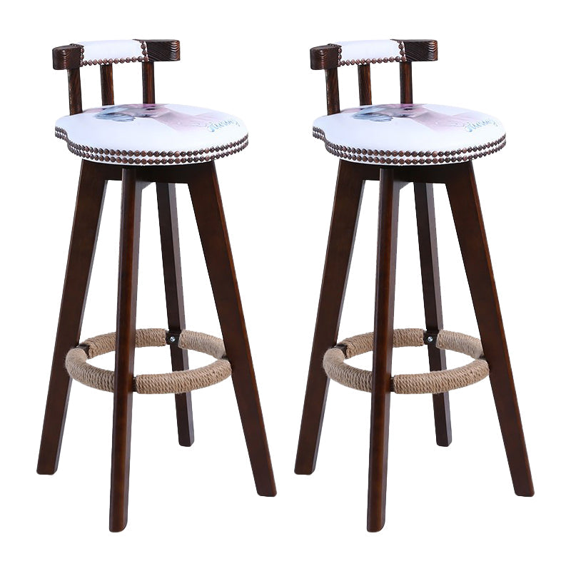 Modern Rotatable Backrest Counter Stool Wood Cafe Bar Stool with Leather Cushion and Pedal Gray-White 2 Piece Set Clearhalo 'Bar Furniture' 'Bar Stools' 'bar_stools' 'furn' 'furn_bar_stools' 'Furniture' 'furniture_bar_stools' 'Kitchen & Dining Furniture' 4927028