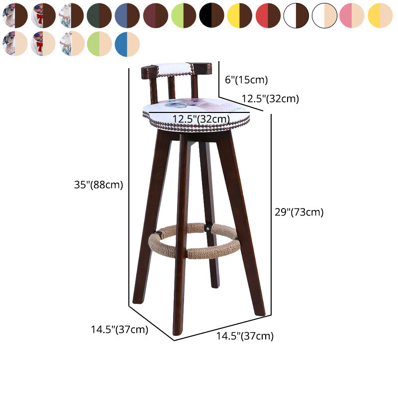 Modern Rotatable Backrest Counter Stool Wood Cafe Bar Stool with Leather Cushion and Pedal Clearhalo 'Bar Furniture' 'Bar Stools' 'bar_stools' 'furn' 'furn_bar_stools' 'Furniture' 'furniture_bar_stools' 'Kitchen & Dining Furniture' 4927030