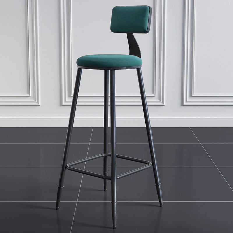 Industrial Armless Backrest Counter Stool Iron Milk Tea Shop Bar Stool with Cushion Green 1 Piece Clearhalo 'Bar Furniture' 'Bar Stools' 'bar_stools' 'furn' 'furn_bar_stools' 'Furniture' 'furniture_bar_stools' 'Kitchen & Dining Furniture' 4927145