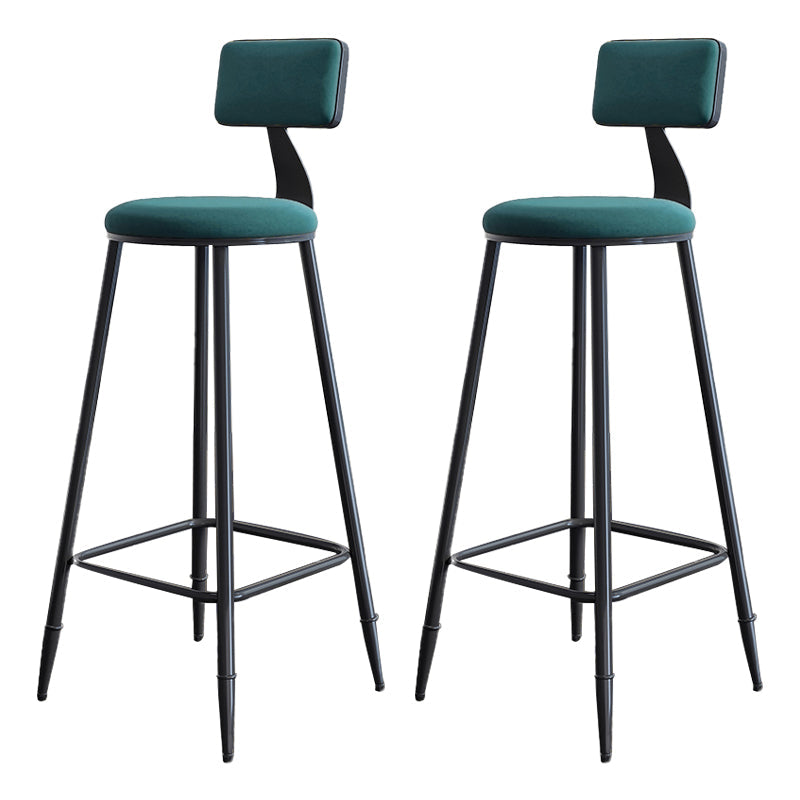 Industrial Armless Backrest Counter Stool Iron Milk Tea Shop Bar Stool with Cushion Green 2 Piece Set Clearhalo 'Bar Furniture' 'Bar Stools' 'bar_stools' 'furn' 'furn_bar_stools' 'Furniture' 'furniture_bar_stools' 'Kitchen & Dining Furniture' 4927146