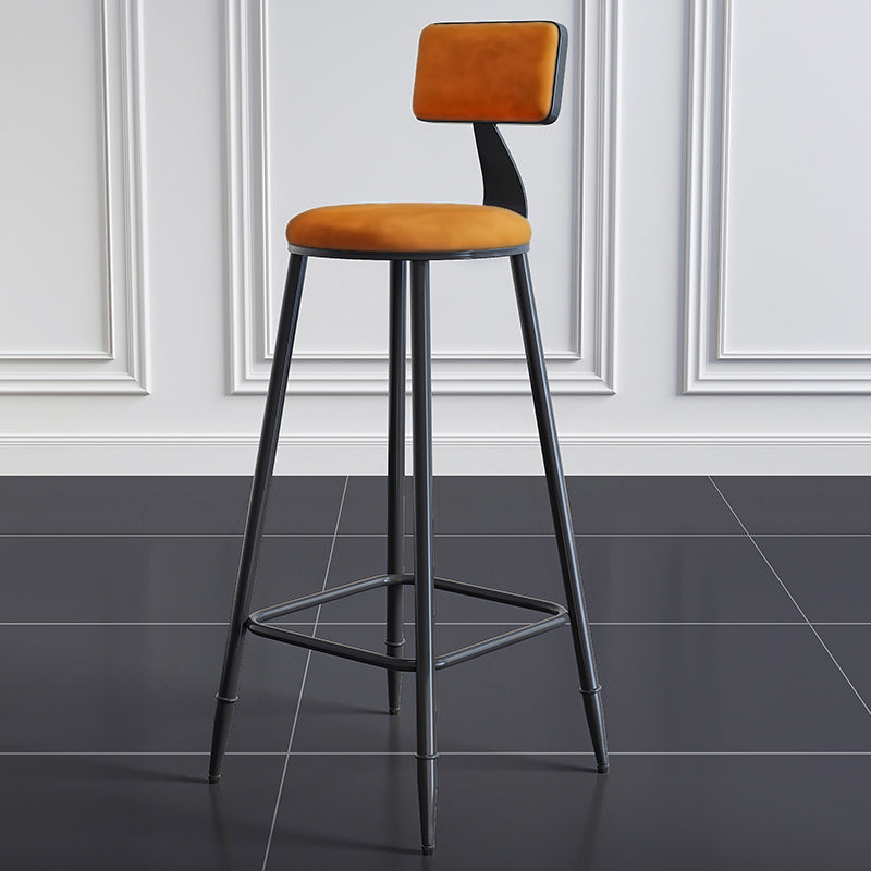 Industrial Armless Backrest Counter Stool Iron Milk Tea Shop Bar Stool with Cushion Clearhalo 'Bar Furniture' 'Bar Stools' 'bar_stools' 'furn' 'furn_bar_stools' 'Furniture' 'furniture_bar_stools' 'Kitchen & Dining Furniture' 4927148