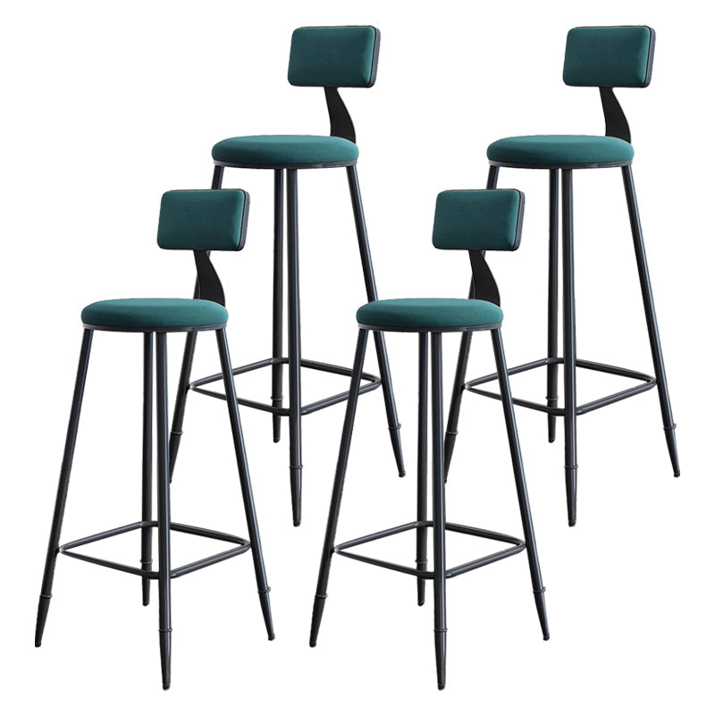Industrial Armless Backrest Counter Stool Iron Milk Tea Shop Bar Stool with Cushion Green 4 Piece Set Clearhalo 'Bar Furniture' 'Bar Stools' 'bar_stools' 'furn' 'furn_bar_stools' 'Furniture' 'furniture_bar_stools' 'Kitchen & Dining Furniture' 4927149