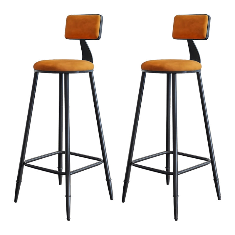Industrial Armless Backrest Counter Stool Iron Milk Tea Shop Bar Stool with Cushion Orange 2 Piece Set Clearhalo 'Bar Furniture' 'Bar Stools' 'bar_stools' 'furn' 'furn_bar_stools' 'Furniture' 'furniture_bar_stools' 'Kitchen & Dining Furniture' 4927152