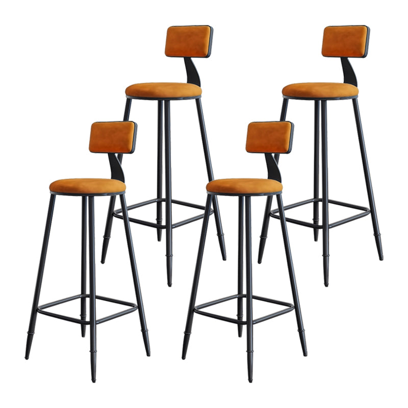 Industrial Armless Backrest Counter Stool Iron Milk Tea Shop Bar Stool with Cushion Orange 4 Piece Set Clearhalo 'Bar Furniture' 'Bar Stools' 'bar_stools' 'furn' 'furn_bar_stools' 'Furniture' 'furniture_bar_stools' 'Kitchen & Dining Furniture' 4927154