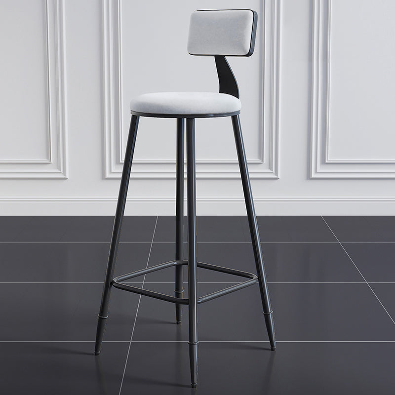 Industrial Armless Backrest Counter Stool Iron Milk Tea Shop Bar Stool with Cushion White 1 Piece Clearhalo 'Bar Furniture' 'Bar Stools' 'bar_stools' 'furn' 'furn_bar_stools' 'Furniture' 'furniture_bar_stools' 'Kitchen & Dining Furniture' 4927156