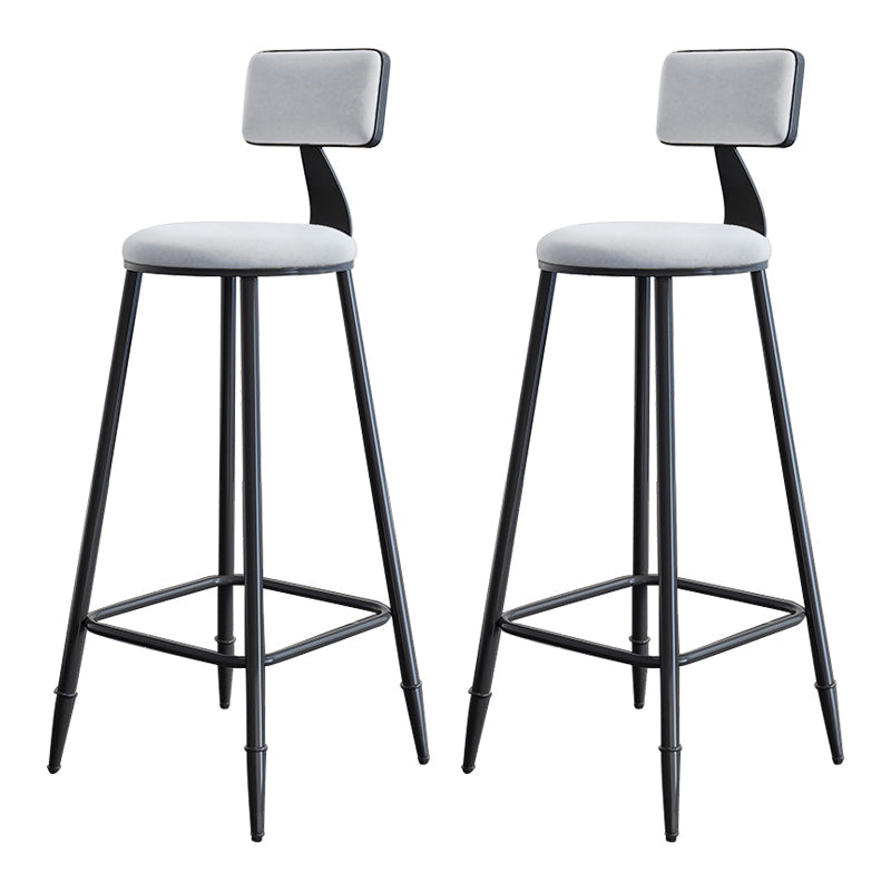 Industrial Armless Backrest Counter Stool Iron Milk Tea Shop Bar Stool with Cushion White 2 Piece Set Clearhalo 'Bar Furniture' 'Bar Stools' 'bar_stools' 'furn' 'furn_bar_stools' 'Furniture' 'furniture_bar_stools' 'Kitchen & Dining Furniture' 4927159