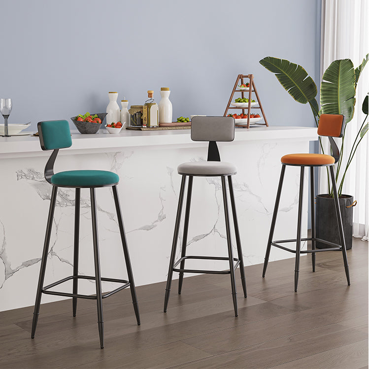 Industrial Armless Backrest Counter Stool Iron Milk Tea Shop Bar Stool with Cushion Clearhalo 'Bar Furniture' 'Bar Stools' 'bar_stools' 'furn' 'furn_bar_stools' 'Furniture' 'furniture_bar_stools' 'Kitchen & Dining Furniture' 4927160