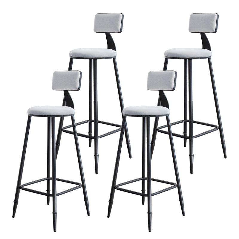 Industrial Armless Backrest Counter Stool Iron Milk Tea Shop Bar Stool with Cushion White 4 Piece Set Clearhalo 'Bar Furniture' 'Bar Stools' 'bar_stools' 'furn' 'furn_bar_stools' 'Furniture' 'furniture_bar_stools' 'Kitchen & Dining Furniture' 4927161