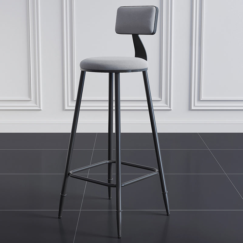 Industrial Armless Backrest Counter Stool Iron Milk Tea Shop Bar Stool with Cushion Grey 1 Piece Clearhalo 'Bar Furniture' 'Bar Stools' 'bar_stools' 'furn' 'furn_bar_stools' 'Furniture' 'furniture_bar_stools' 'Kitchen & Dining Furniture' 4927162
