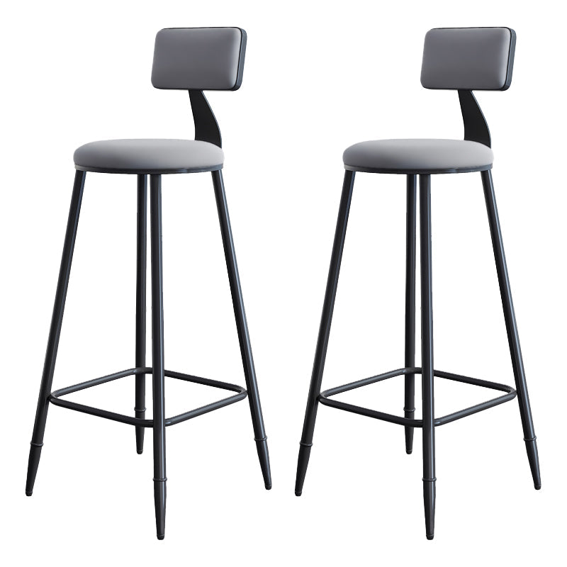 Industrial Armless Backrest Counter Stool Iron Milk Tea Shop Bar Stool with Cushion Grey 2 Piece Set Clearhalo 'Bar Furniture' 'Bar Stools' 'bar_stools' 'furn' 'furn_bar_stools' 'Furniture' 'furniture_bar_stools' 'Kitchen & Dining Furniture' 4927165