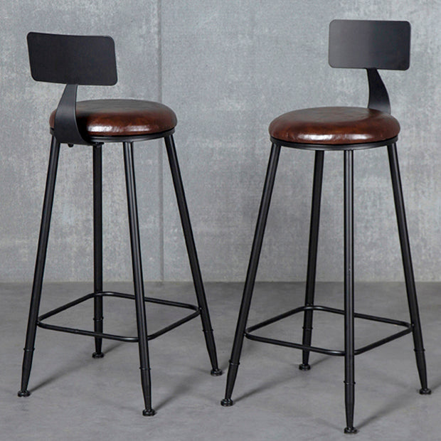 Industrial Armless Backrest Counter Stool Iron Milk Tea Shop Bar Stool with Cushion Clearhalo 'Bar Furniture' 'Bar Stools' 'bar_stools' 'furn' 'furn_bar_stools' 'Furniture' 'furniture_bar_stools' 'Kitchen & Dining Furniture' 4927166