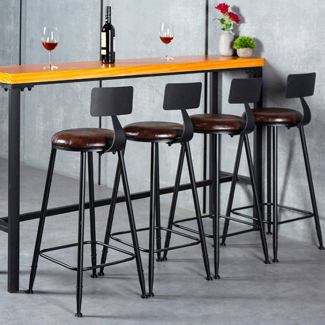 Industrial Armless Backrest Counter Stool Iron Milk Tea Shop Bar Stool with Cushion Clearhalo 'Bar Furniture' 'Bar Stools' 'bar_stools' 'furn' 'furn_bar_stools' 'Furniture' 'furniture_bar_stools' 'Kitchen & Dining Furniture' 4927168