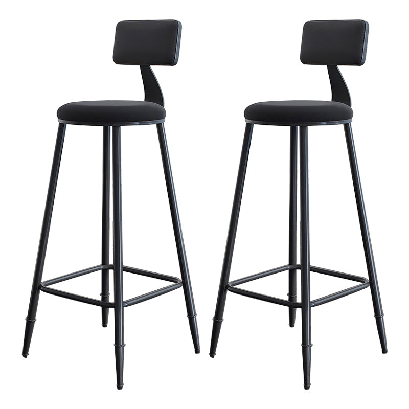 Industrial Armless Backrest Counter Stool Iron Milk Tea Shop Bar Stool with Cushion Gloss Black 2 Piece Set Clearhalo 'Bar Furniture' 'Bar Stools' 'bar_stools' 'furn' 'furn_bar_stools' 'Furniture' 'furniture_bar_stools' 'Kitchen & Dining Furniture' 4927170