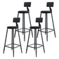 Industrial Armless Backrest Counter Stool Iron Milk Tea Shop Bar Stool with Cushion Gloss Black 4 Piece Set Clearhalo 'Bar Furniture' 'Bar Stools' 'bar_stools' 'furn' 'furn_bar_stools' 'Furniture' 'furniture_bar_stools' 'Kitchen & Dining Furniture' 4927172
