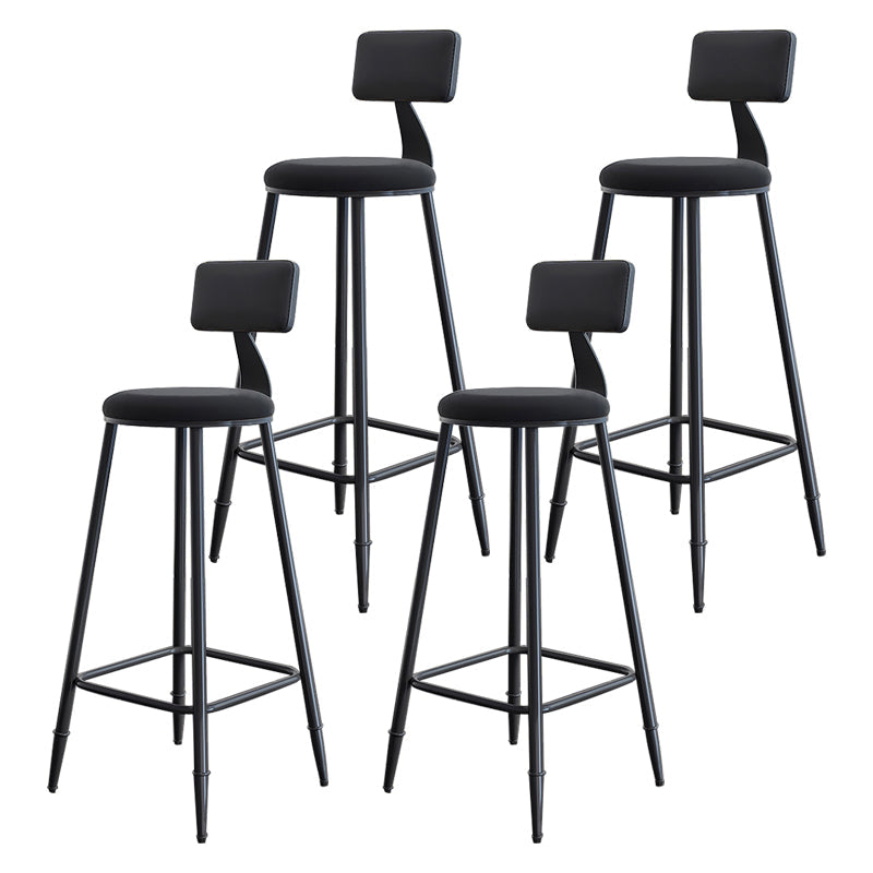 Industrial Armless Backrest Counter Stool Iron Milk Tea Shop Bar Stool with Cushion Gloss Black 4 Piece Set Clearhalo 'Bar Furniture' 'Bar Stools' 'bar_stools' 'furn' 'furn_bar_stools' 'Furniture' 'furniture_bar_stools' 'Kitchen & Dining Furniture' 4927172