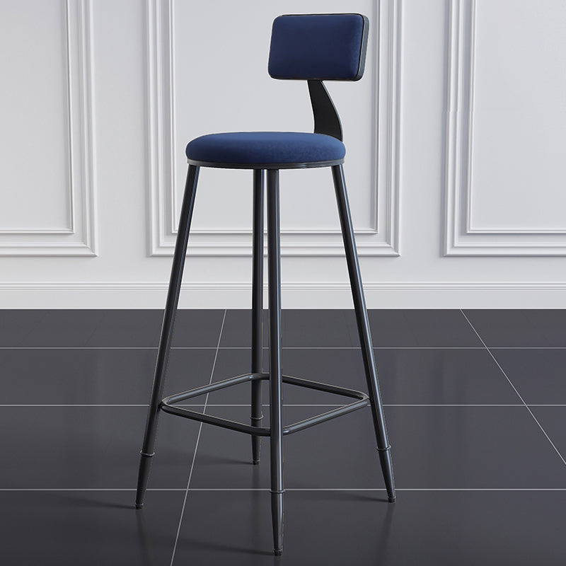 Industrial Armless Backrest Counter Stool Iron Milk Tea Shop Bar Stool with Cushion Blue 1 Piece Clearhalo 'Bar Furniture' 'Bar Stools' 'bar_stools' 'furn' 'furn_bar_stools' 'Furniture' 'furniture_bar_stools' 'Kitchen & Dining Furniture' 4927173