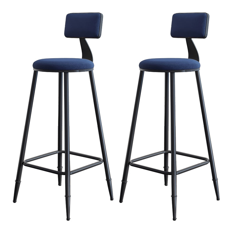 Industrial Armless Backrest Counter Stool Iron Milk Tea Shop Bar Stool with Cushion Blue 2 Piece Set Clearhalo 'Bar Furniture' 'Bar Stools' 'bar_stools' 'furn' 'furn_bar_stools' 'Furniture' 'furniture_bar_stools' 'Kitchen & Dining Furniture' 4927174