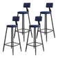 Industrial Armless Backrest Counter Stool Iron Milk Tea Shop Bar Stool with Cushion Blue 4 Piece Set Clearhalo 'Bar Furniture' 'Bar Stools' 'bar_stools' 'furn' 'furn_bar_stools' 'Furniture' 'furniture_bar_stools' 'Kitchen & Dining Furniture' 4927175