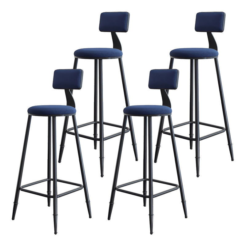 Industrial Armless Backrest Counter Stool Iron Milk Tea Shop Bar Stool with Cushion Blue 4 Piece Set Clearhalo 'Bar Furniture' 'Bar Stools' 'bar_stools' 'furn' 'furn_bar_stools' 'Furniture' 'furniture_bar_stools' 'Kitchen & Dining Furniture' 4927175