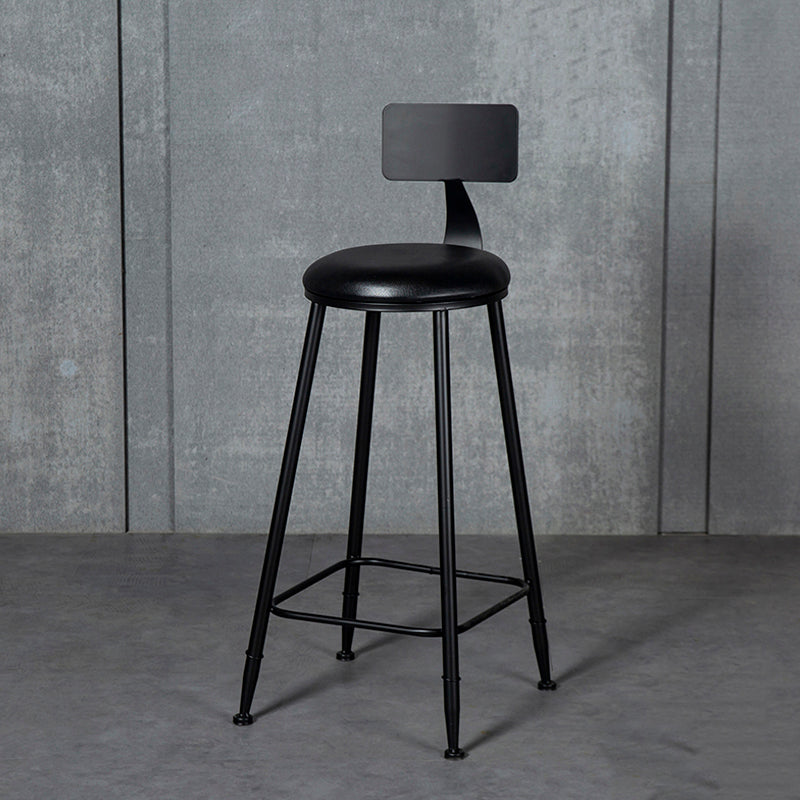 Industrial Armless Backrest Counter Stool Iron Milk Tea Shop Bar Stool with Cushion Black 1 Piece Clearhalo 'Bar Furniture' 'Bar Stools' 'bar_stools' 'furn' 'furn_bar_stools' 'Furniture' 'furniture_bar_stools' 'Kitchen & Dining Furniture' 4927176