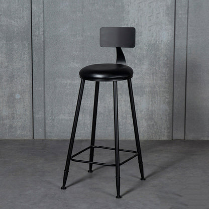 Industrial Armless Backrest Counter Stool Iron Milk Tea Shop Bar Stool with Cushion Black 1 Piece Clearhalo 'Bar Furniture' 'Bar Stools' 'bar_stools' 'furn' 'furn_bar_stools' 'Furniture' 'furniture_bar_stools' 'Kitchen & Dining Furniture' 4927176