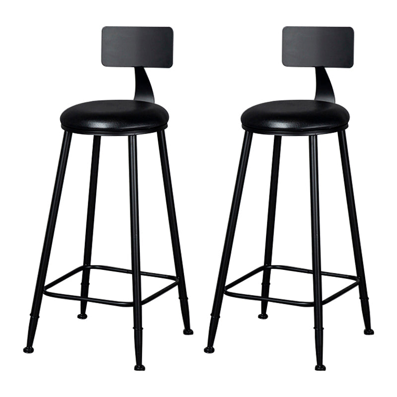 Industrial Armless Backrest Counter Stool Iron Milk Tea Shop Bar Stool with Cushion Black 2 Piece Set Clearhalo 'Bar Furniture' 'Bar Stools' 'bar_stools' 'furn' 'furn_bar_stools' 'Furniture' 'furniture_bar_stools' 'Kitchen & Dining Furniture' 4927177